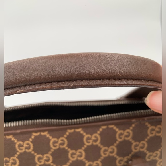 EUC Authentic Gucci Brown Monogram Dome Canvas & Leather Satchel Bag - Picture 13 of 16